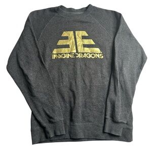 Imagine Dragons Band Sweatshirt Small Gray Gold Logo Crewneck Pullover‎